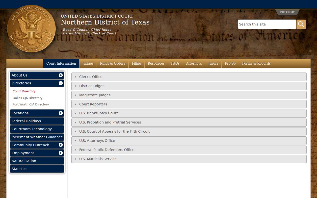 King County most-wanted research: federal court directory for Wichita Falls Division